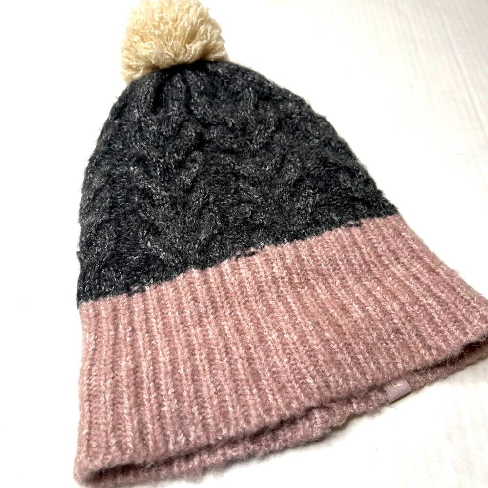 Pistil Cable Knit Beanie Pom Pom Winter Hat Gray Purple Cream Womens Soft Gift